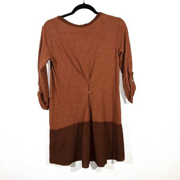 NWT Left of Center x Anthropologie Brown Button Back‎ Tunic Top Size XS - Picture 8 of 10